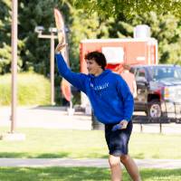 Students playing yard games.